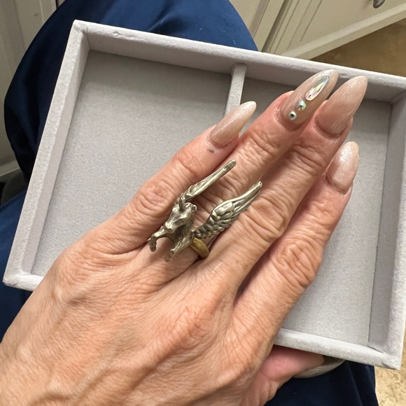 Vintage Pegasus Ring- hand made from repurposed coins. Magical one of a kind - Picture 4 of 11